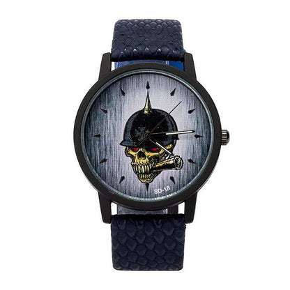 New Luxury Brand Skull Watch Men Quartz Leather Wrist Watches
