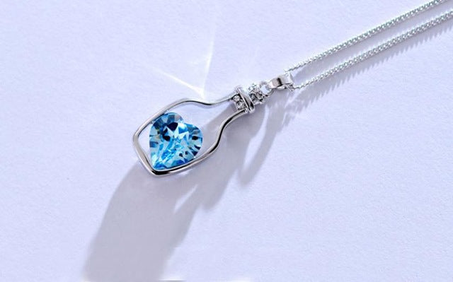 Amazing New Women Ladies New Love Drift Bottles Crystal Chain Pendants Necklace Girl Gift