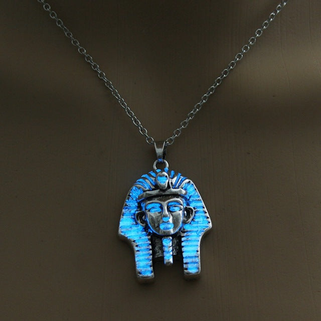 Luminous Necklace Egyptian Sphinx Pendant Glow In The Dark Necklace Vintage Necklace Jewelry For Women Gift Sweater Chain