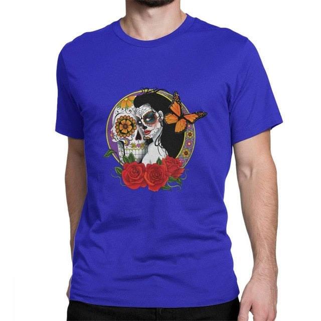 Sugar Skull Vintage Cotton Tees Short Sleeve