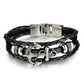 New Fashion 3 layer Leather Skull Bracelets&Bangles Handmade Round Rope Turn Buckle Bracelet For Women Men Charm bracelet