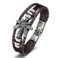 New Fashion 3 layer Leather Skull Bracelets&Bangles Handmade Round Rope Turn Buckle Bracelet For Women Men Charm bracelet