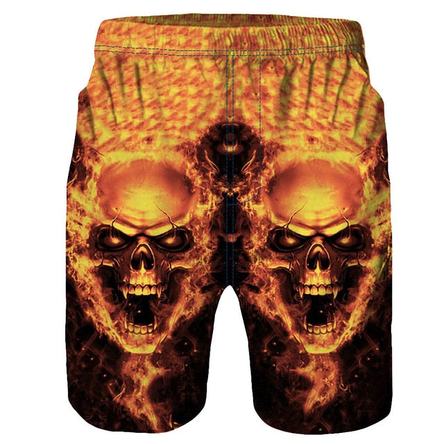 Men Casual 3D Skull  juventus Printed men shorts beach Casual Men Short Trouser Multi Color Choice short