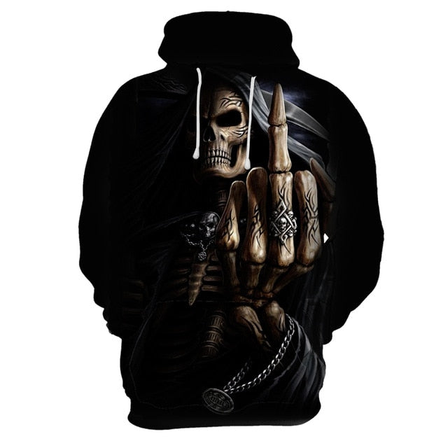 New 3d printing hoodie flame style men skull hoodies