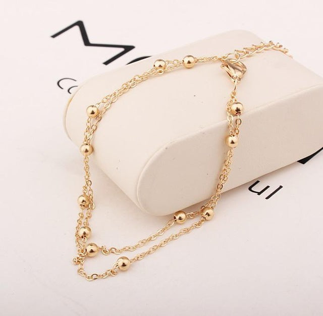 New Fashion Footwear Jewelry Punk Style Gold / Silver Two-color Chain Ankle Bracelet Bracelet