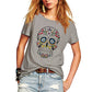 Woman T Shirt Floral Skull Contrast Color Junior Tops Tee Punk Street Style Lady Shirt