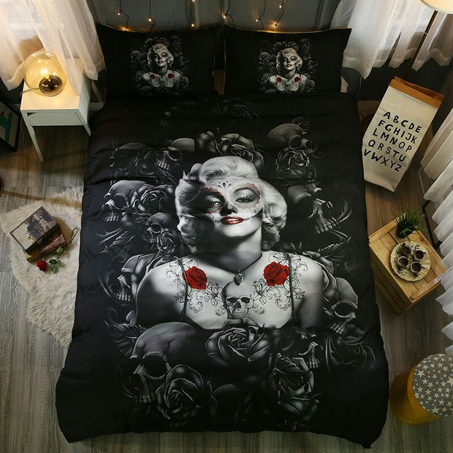 Skull Men Bedding Set Sexy Bedding Sets Luxury Home Bedding Set Bedclothes Bed Linen Set Queen Duvet King Double Home Textile