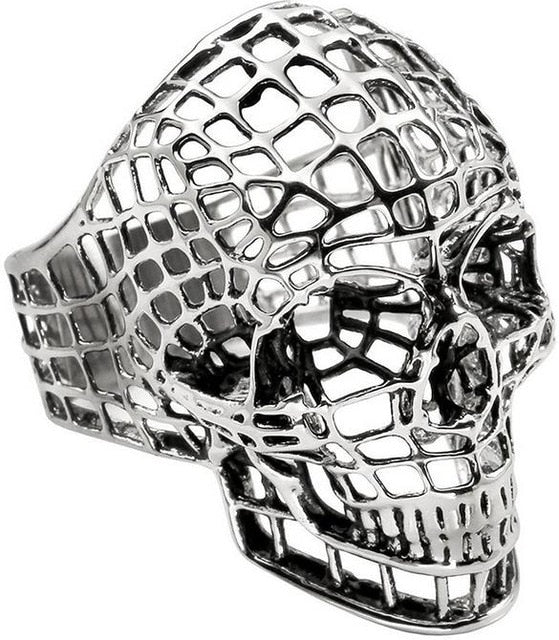 Hiphop Cool Men's Gothic Carving Ring Stainless Steel High Quality cross Skull ring Jewelry For man