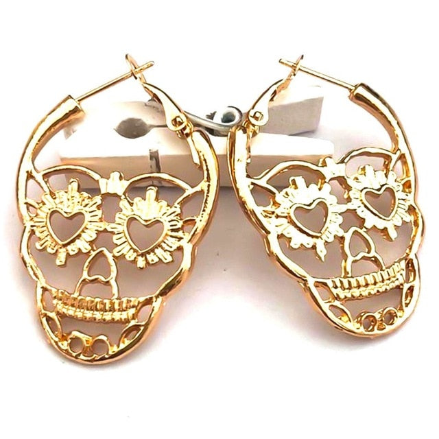 Silver Black Color Skull Stud Earrings