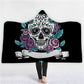 Halloween Skull Hooded Blanket Winter Warm Coral Fleece Printed Portable Anti-Pilling Soft Fluffy Blanket Thick Luxury Family