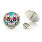 fashion colorful Sugar Skull glass cabochon women stud earrings men women day of the dead jewelry new holiday gifts D1014