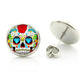 fashion colorful Sugar Skull glass cabochon women stud earrings men women day of the dead jewelry new holiday gifts D1014