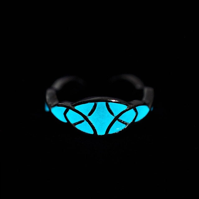 Punk Luminos Ring For Women Adjusted Geometric Mayan Mysterious Luminous Fluorescent Glowing Rings Stoneanel Feminino
