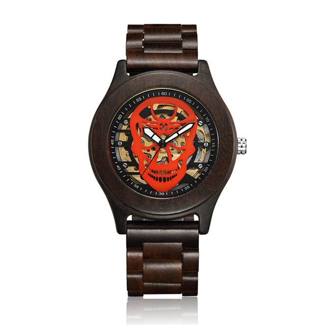 Fashion Men's Mechanical Watches Wooden Skull