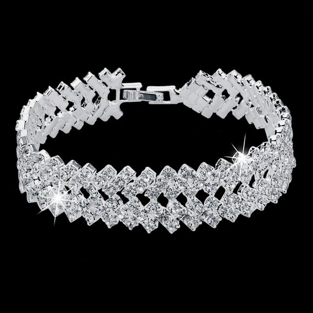 Luxury Crystal Bracelets For Women Silver color Bracelets & Bangles Femme Bridal Wedding Jewelry 2018 Vintage Bracelet