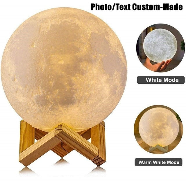 Photo Custom Personality 3D Print Moon Lamp