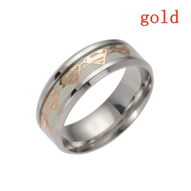 Trendy Luminous Stainless Steel Ring New Arrival Charm Glow In the Dark Ring for Couples Women& Men Jewelry 6-13 Size