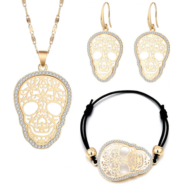 Vintage Punk Sugar skull Jewelry Set for Women Fashion Jewelry