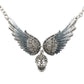 Angel Wings Skull Choker Necklace Guardian Biker Crystal Goth Jewelry Gift for Women Silver Color (18+2)"