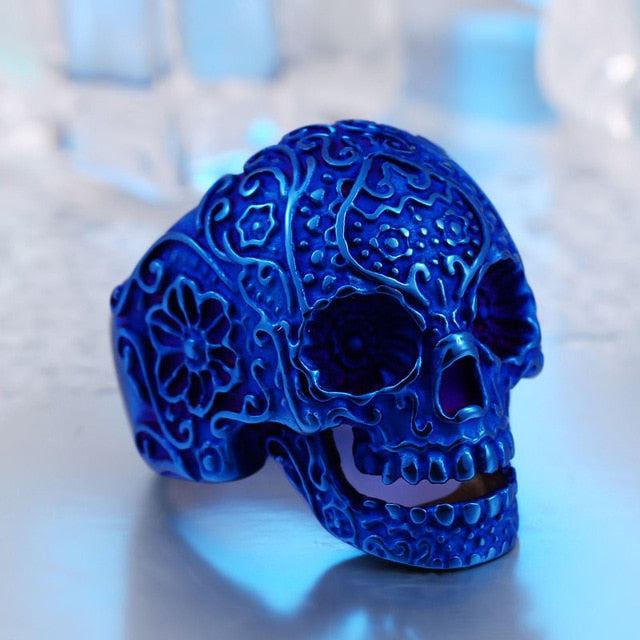 Wholesale Classic Garden Flower Skull Ring For Man Stainless Steel Man's Punk Style Jewelry BR8-071 US Size