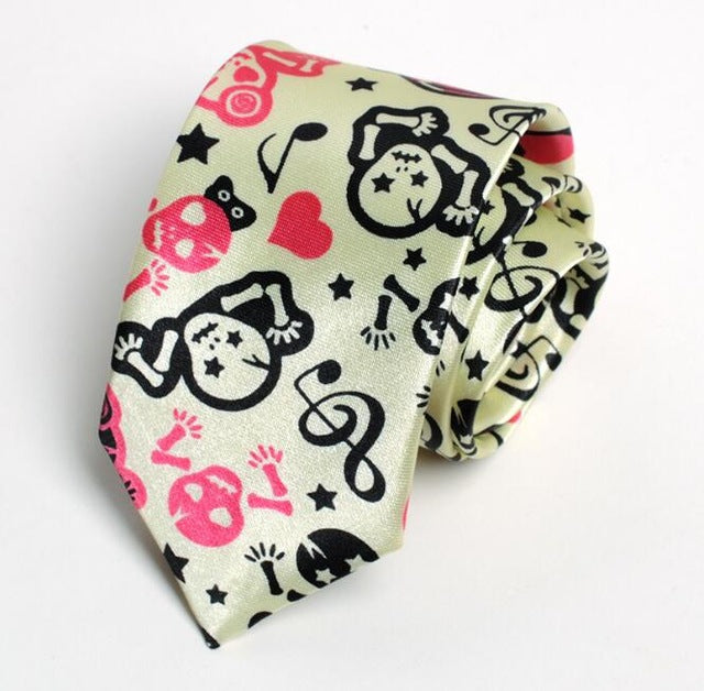 5cm Popular Men Casual Narrow Ties Fashion Printed Necktie Big Skull Notes