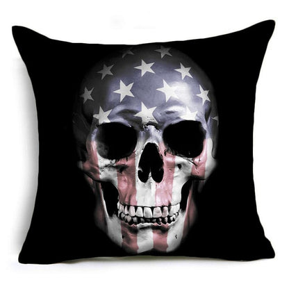 Skull Pattern Cushion Cover Colorful Print Polyester Pillow Casr