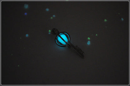 Creative hollow vintage Luminous key locket necklace glow in the dark necklace pendant glowing heart light up jewelry