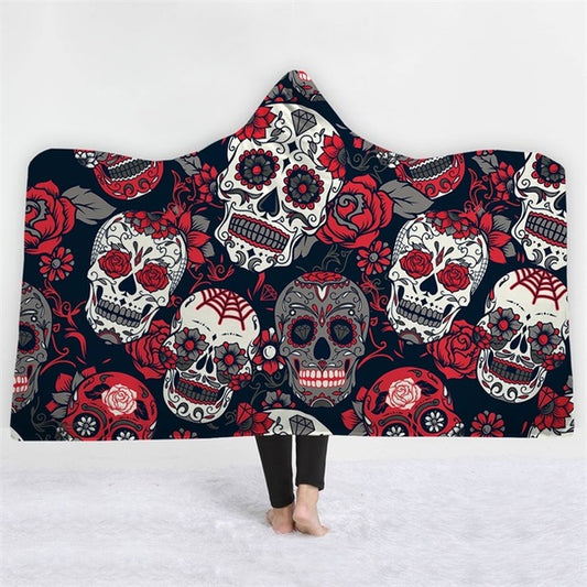 Sugar skull Hooded Blanket