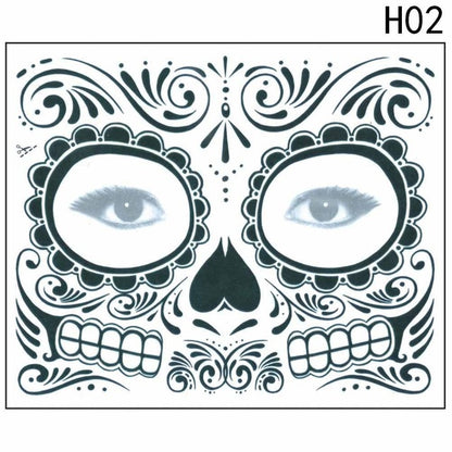 Hot Zombie DAY OF THE DEAD temporary tattoo mask costume Sugar Skull