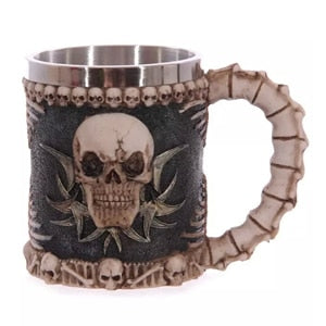 5 Design Creative Double Wall Stainless Steel 3D Skull Mugs Coffee Mug Skull Knight Tankard Dragon Drinking Cup Canecas Copo