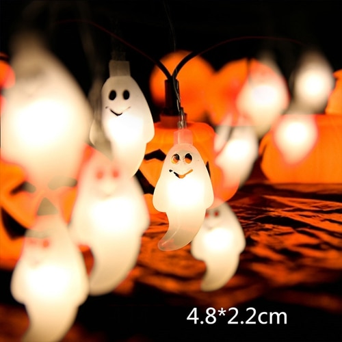 10 LED Hanging Halloween Decor Pumpkins/Ghost/Spider/Skull LED String Lights Lanterns Lamp For DIY Home Outdoor Party Supplies