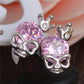 Special Skull With Imperial crown Shape 1pair Silver Color CZ Cubic Zirconia Stud Earrings For Women Wholesale