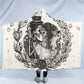 Skull Couple Hooded Blanket Vintage Gothic Sherpa Fleece Wearable Throw Blanket Floral Adults Home Textiles
