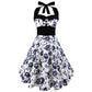 Plus Size Women Floral Skull Print Off Shoulder Sexy Halter Dress