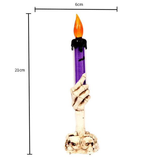 LED Candle Holder 3-arms Skull Skeleton Candle Stand For Home Halloween Party DIY Decoration Candlestick Art Props