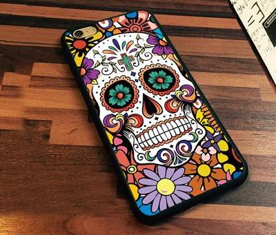 Sugar Skull flower Printed Soft Rubber Mobile Phone Cases For iPhone
