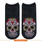 New arrival Women Low Cut Ankle Socks Funny Skull 3D Printing Sock Cotton Hosiery Gothic Punk Shantou Printed Sock