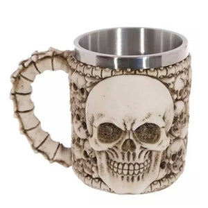 5 Design Creative Double Wall Stainless Steel 3D Skull Mugs Coffee Mug Skull Knight Tankard Dragon Drinking Cup Canecas Copo