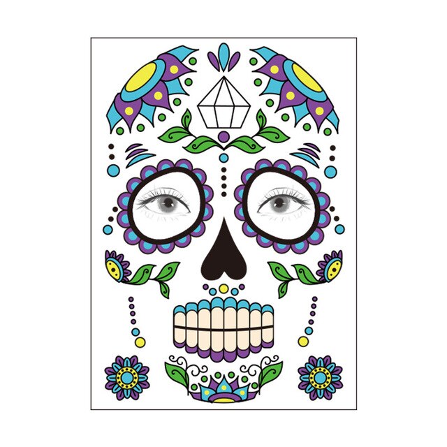 Waterproof Temporary Tattoo Sticker Party Decoration Sugar skull Mask