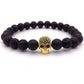 Hot Fashion Trendy Skeleton Charm Bracelet For Men Women CZ Skull Head Men Bracelet Lava Stone Jewelry Gift