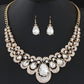1 Set Charm Women's Jewelry Drop Earrings Gold Color Pendant Choker Necklace Dangle Hook Bib Jewelry