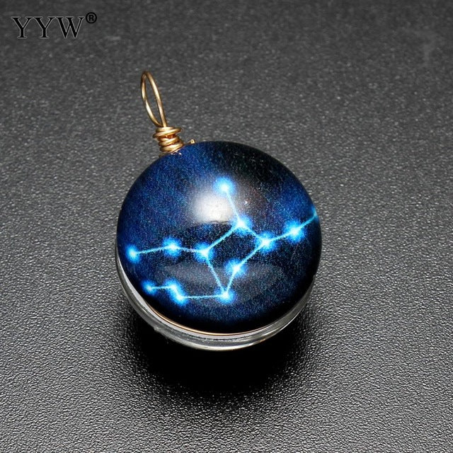 Necklace constellation symbols Retro luminous pendant punk Jewelry glowing in the dark necklace