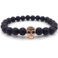 Hot Fashion Trendy Skeleton Charm Bracelet For Men Women CZ Skull Head Men Bracelet Lava Stone Jewelry Gift