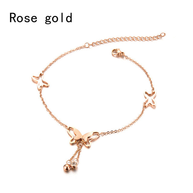 Anklets For Women Popular Golden Color Alloy Girls Bell Anklet Bead Chain Tassel Barefoot Sandal Beach Foot Jewelry