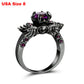 Brand New Arrival Creative Black Silver Gold colour Wing Skull Ring with AAA Zirconia Crystal Plated Party Jewelry