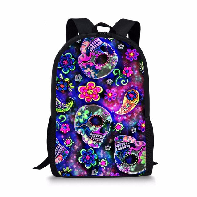 School Bag for Teen Girls Funny Sugar Skull Design Children Bag Pack