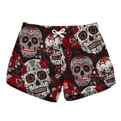 Women Sport Shorts Female Fitness Summer Beach Wear Flowers Skull 3D Printed Running Jogging Shorts Women Drop Shipping