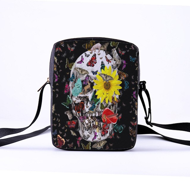 Fashion Messenger Bags for women Punk style Shoulder Bag Children Crossbody Bag for Girl skull style children bag 23x17x5cm