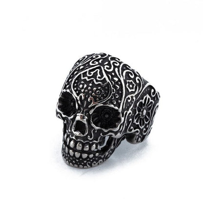 Hiphop Cool Men's Gothic Carving Ring Stainless Steel High Quality cross Skull ring Jewelry For man