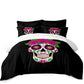 Sugar Skull Bedding Set Ladies Sweet Duvet Cover Flower Print Halloween Bed Cover Pillowcase Soft Bedclothes Home Decor